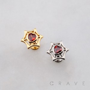 SPIDER WEB CZ HEART INTERNALLY THREADED 316L SURGICAL STEEL LABRET SET